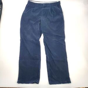 Structure Pants Men's 36x32 Relaxed Fit Pleated Navy Blue Cotton Corduroy Casual